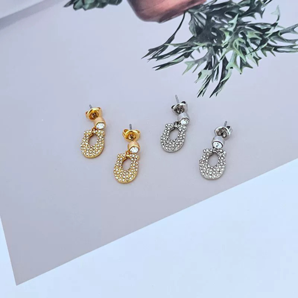 Coach Full Diamond Letter Earrings